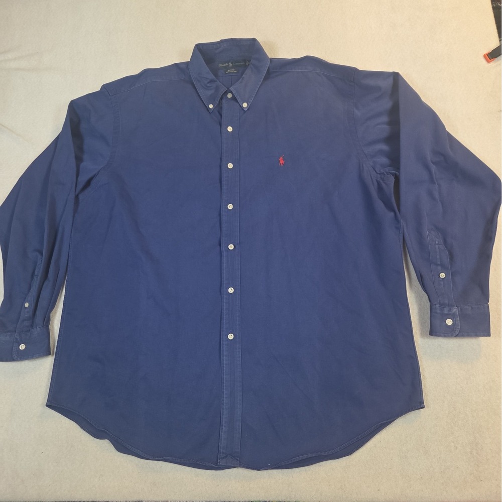 Vintage 90s Ralph Lauren Blake XL Button Down Shirt Navy Oxford Red Pony